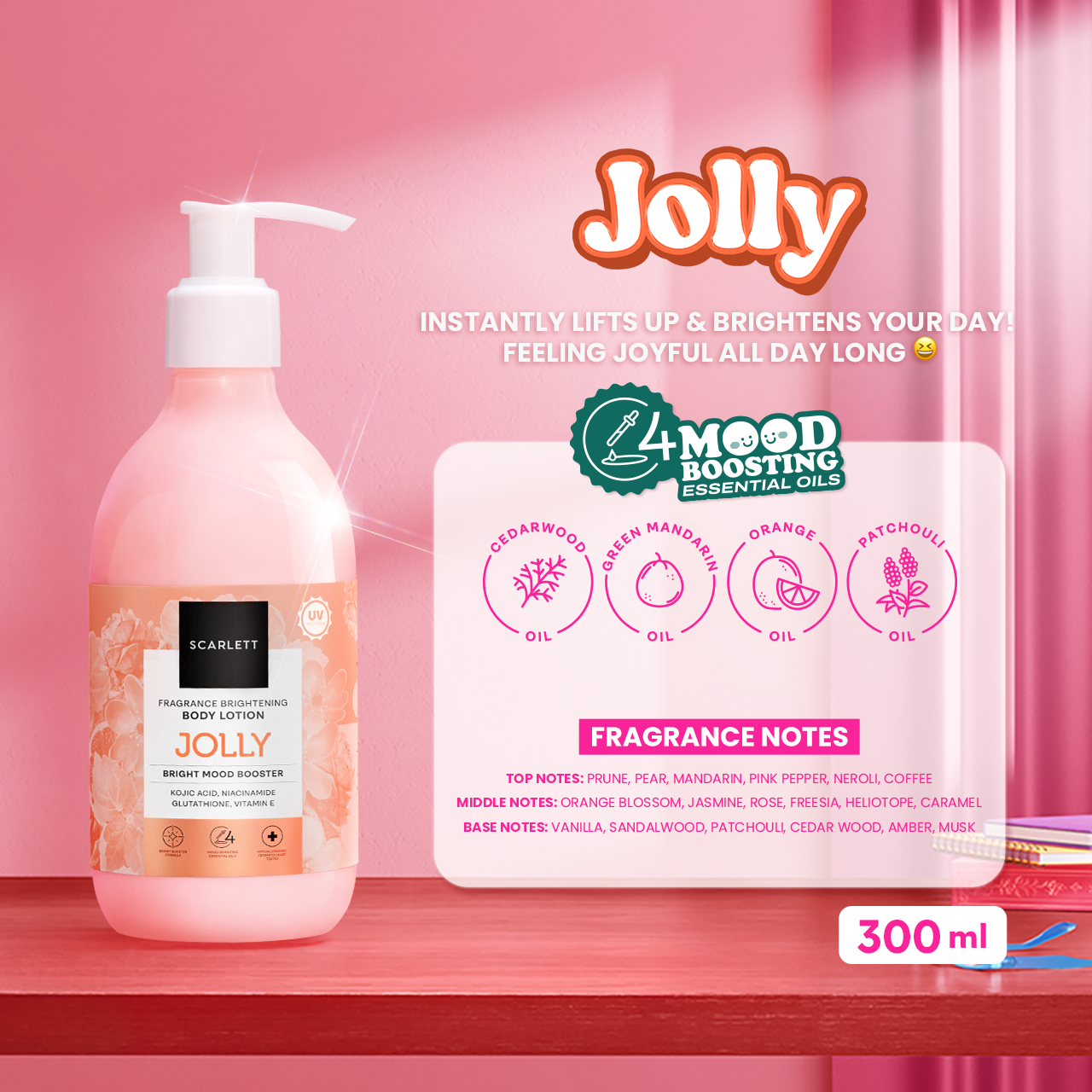 Scarlett New! Fragrance Brightening Body Lotion Bright Mood Booster Jolly